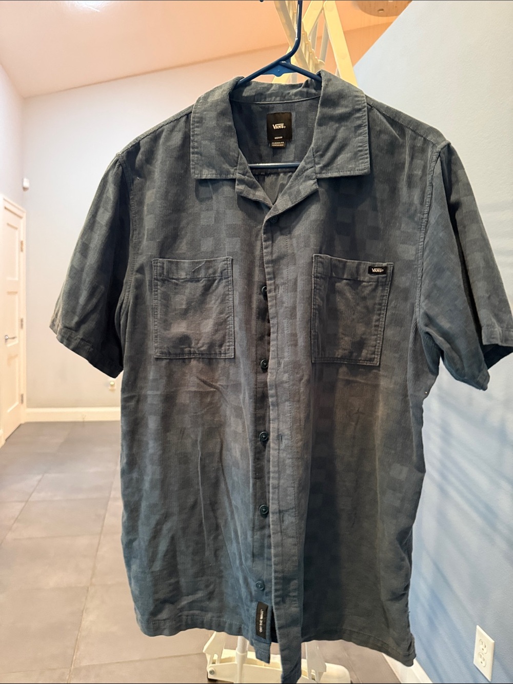 Vans Men’s Short Sleeve Button-Up Shirt — Charcoal/Slate